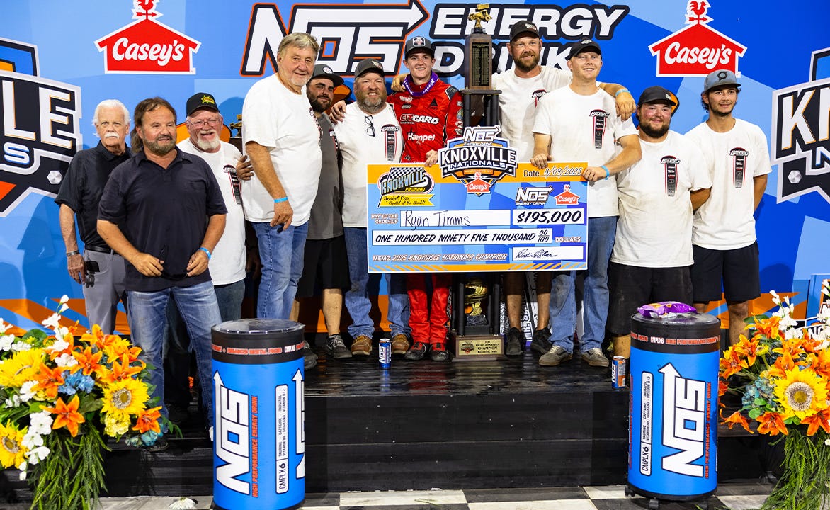 Ryan Timms and Liebig Motorsports in Victory Lane at the Knoxville Nationals Ryan Timms and Liebig Motorsports in Victory Lane at the Knoxville Nationals
