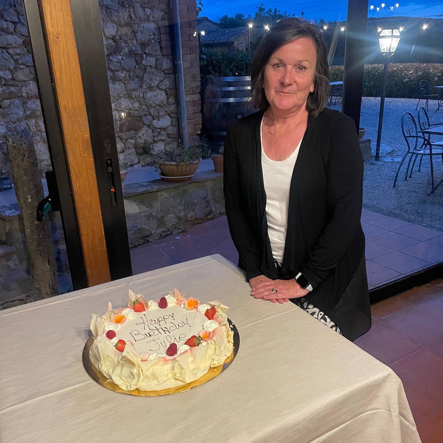 Julie with cake in Italy Julie with cake in Italy