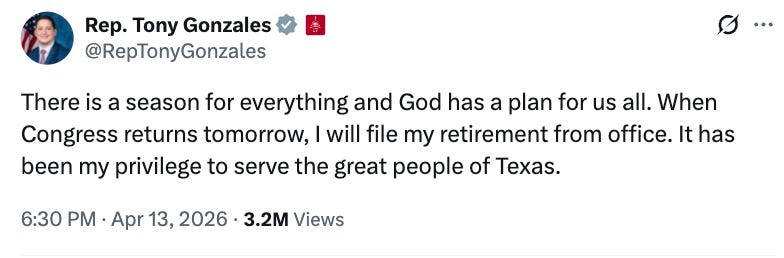 There is a season for everything and God has a plan for us all. When Congress returns tomorrow, I will file my retirement from office. It has been my privilege to serve the great people of Texas.