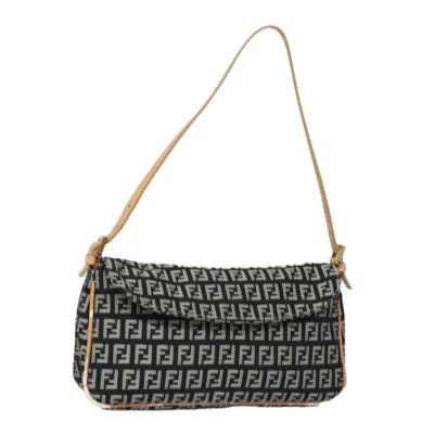 FENDI Zucchino Canvas Hand Bag Black Auth ep4966 - Picture 1 of 22