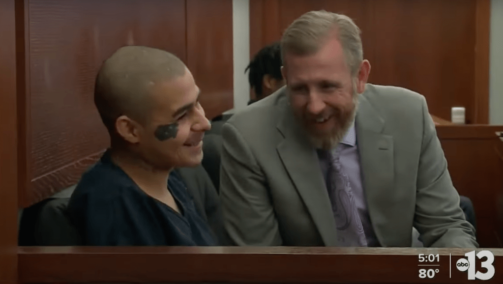 Ayala's public defender, David Westbrook also appeared to be laughing alongside the teen in the courtroom on Tuesday