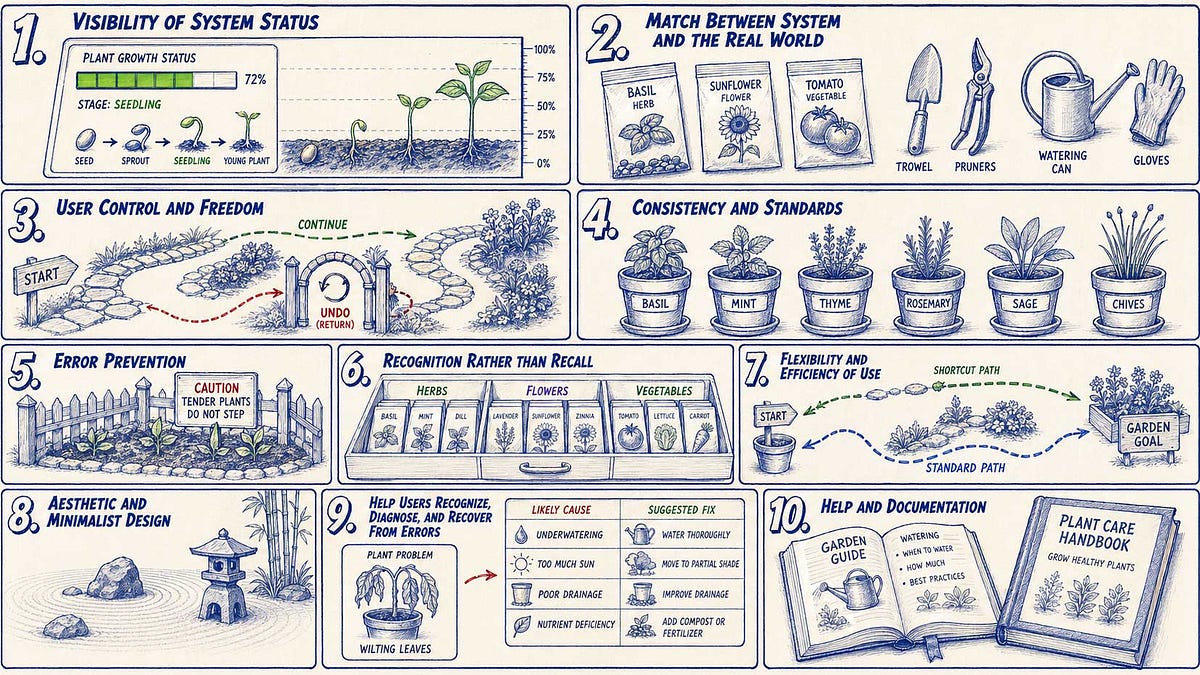 The 10 Usability Heuristics in Infographics (4 minute read)