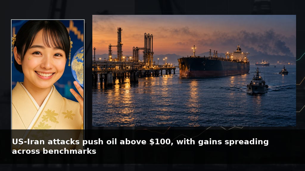 US-Iran attacks push oil above $100, with gains spreading across benchmarks