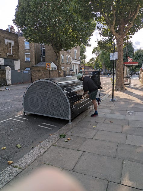 Photos of Cyclehoop secure cycle hangars on various on street locations in Westminster 