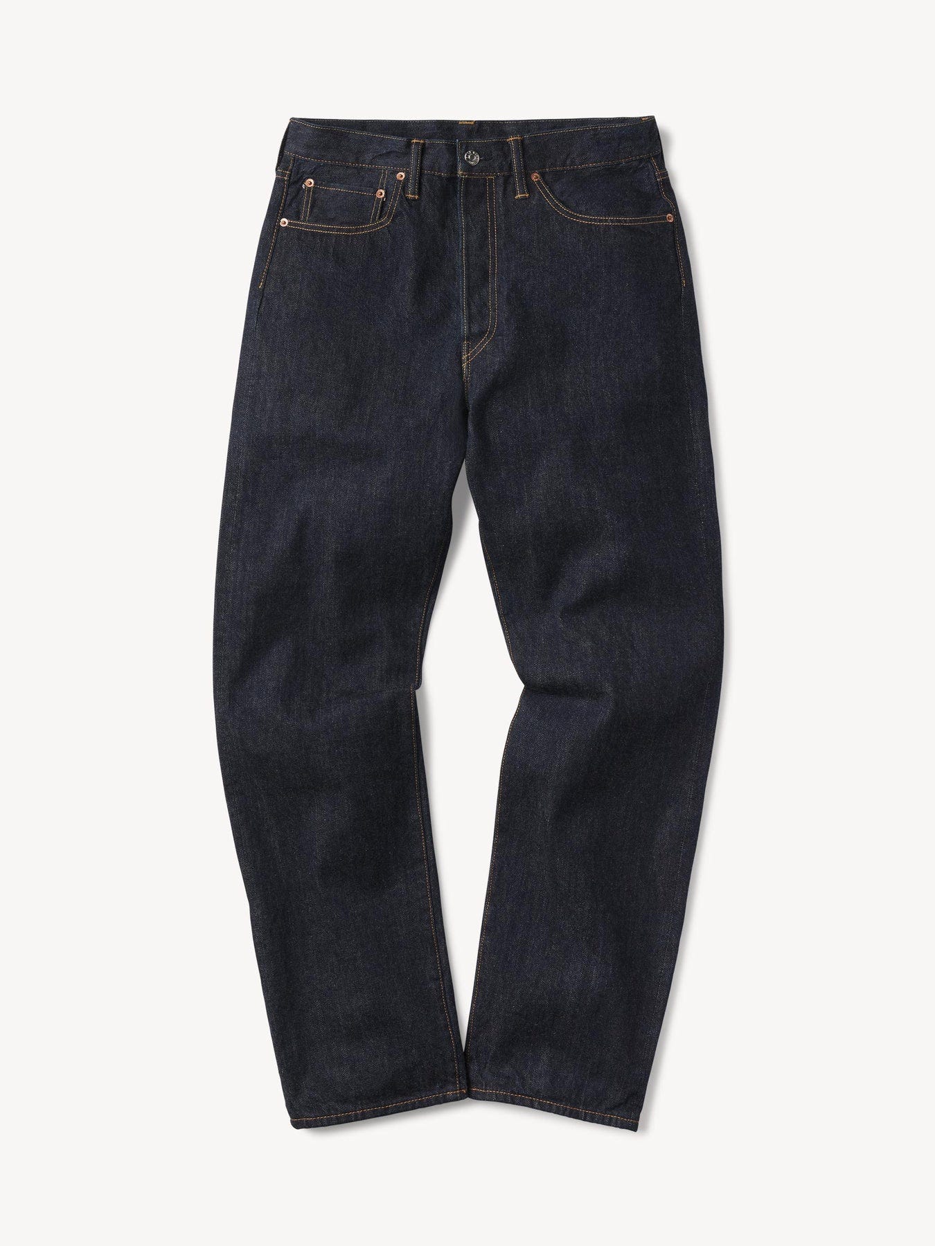 D018 Japanese Loomstate Selvedge Full Saddle Jean Product Flat D018 Japanese Loomstate Selvedge Full Saddle Jean Product Flat