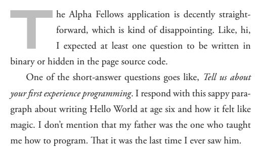 three paragraphs from You Had Me at Hello World