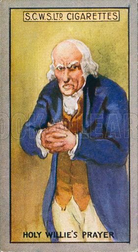 An old cigarette add featuring an old man with white hair wearing a blue coat and yellow vest. He's holding his hands together in prayer. An old cigarette add featuring an old man with white hair wearing a blue coat and yellow vest. He's holding his hands together in prayer.