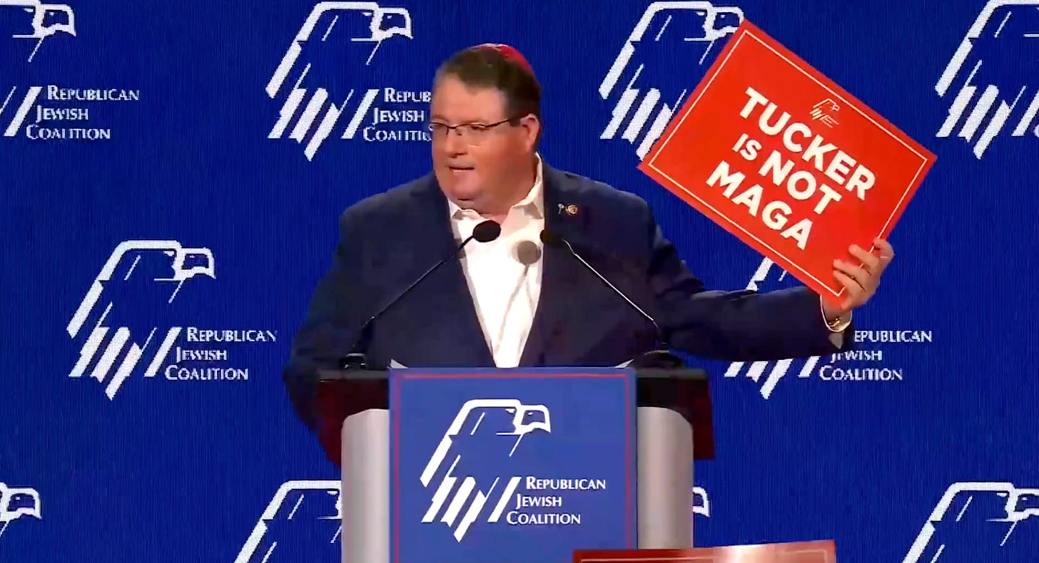 Florida Republican Rep. Randy Fine attacks Tucker Carlson at the Republican Jewish Coalition convention in Las Vegas, Nevada, on Saturday November 1 2025