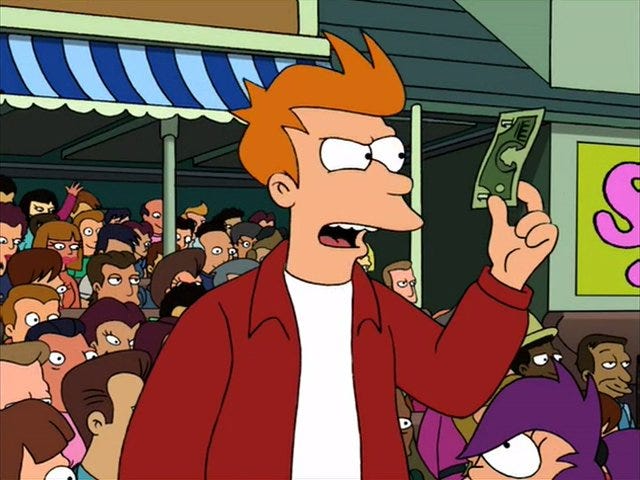 Fry is suspicious of getting ripped off Fry is suspicious of getting ripped off