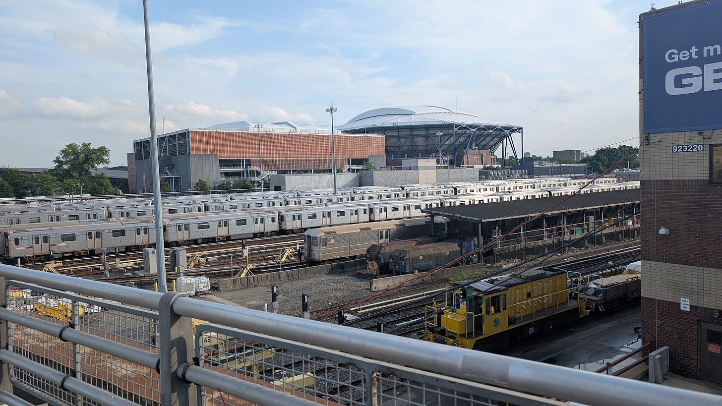 Train yard next to Citi field in Queens, NY