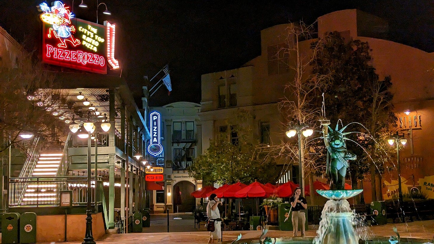 Muppets Courtyard and PizzeRizzo, now becoming Archie's Scare Pig Pizza, at Disney's Hollywood Studios in 2023. Image: Jeremy Thompson via Wikimedia Commons Muppets Courtyard and PizzeRizzo, now becoming Archie's Scare Pig Pizza, at Disney's Hollywood Studios in 2023. Image: Jeremy Thompson via Wikimedia Commons