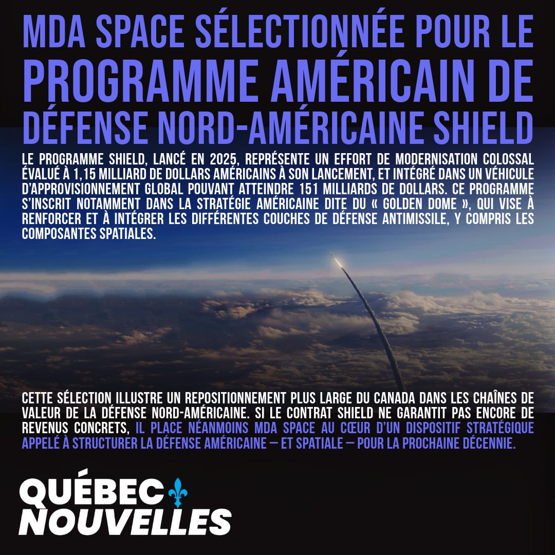 Mda Program Shield MDA Space sélectionnée pour le programme américain de défense nord ...