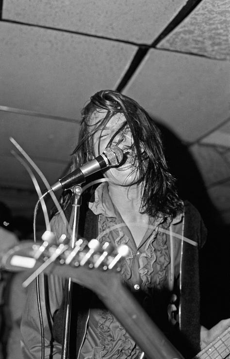 Gallery of 9 images of band Redd Kross, a rockband playing live in a small club called Cathay de Grande in Los Angeles.