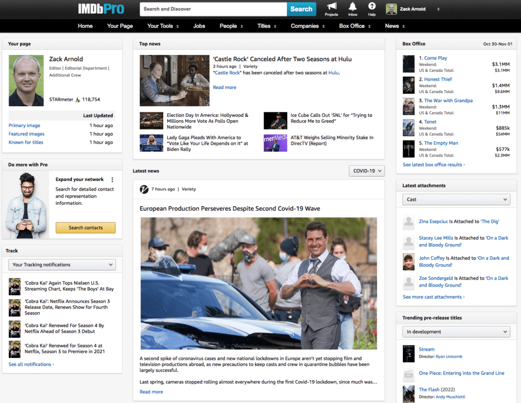 imdbpro home page
