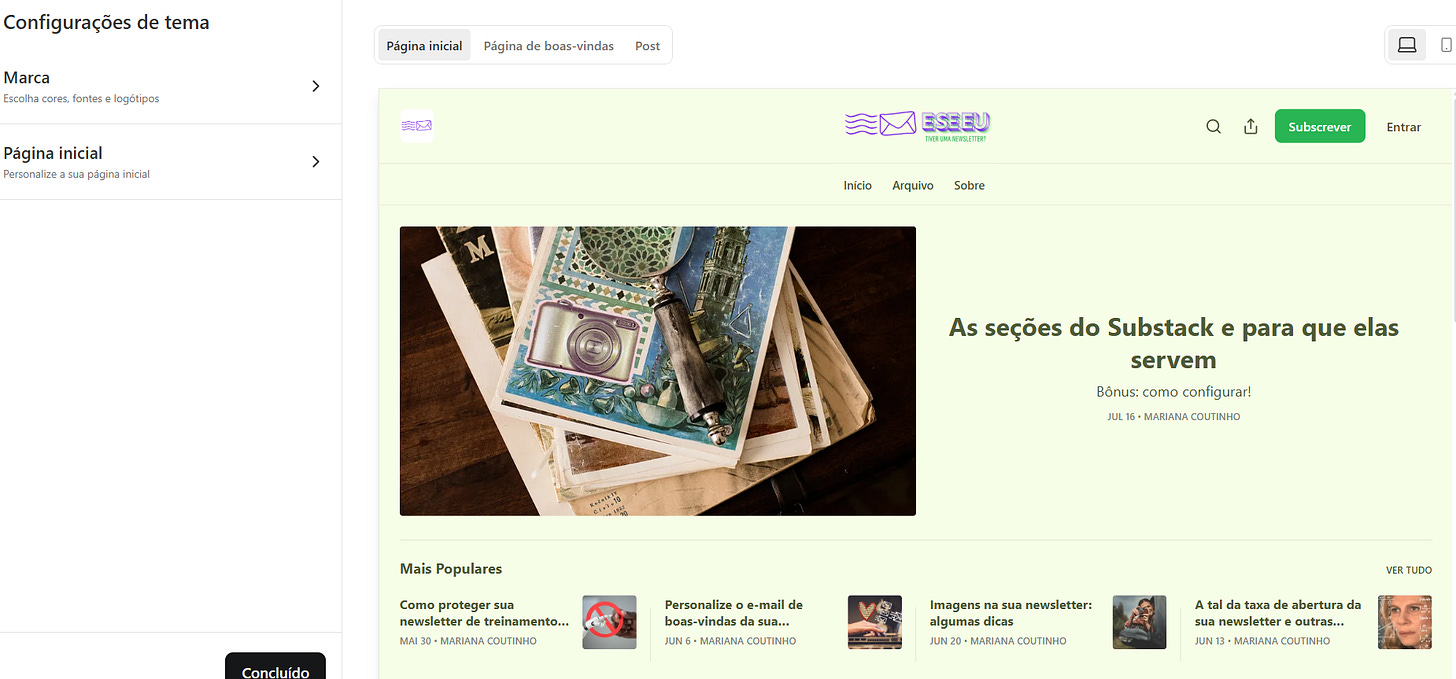 Como configurar o layout do seu Substack (e uma novidade)