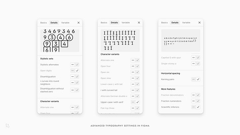 Advanced font settings in different apps.
