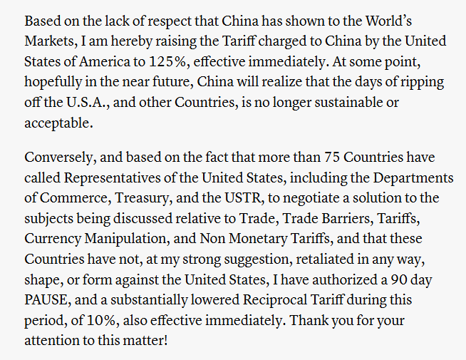 Trump Statement Truth Social