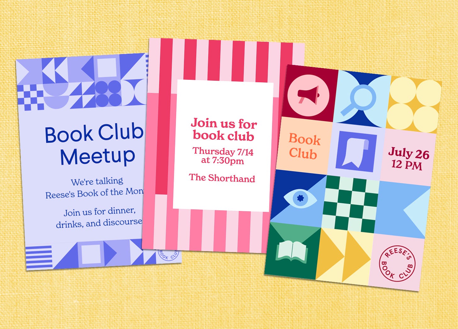 3 book club meeting invitations