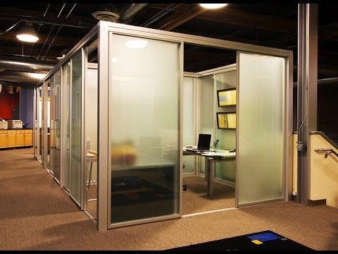 Frosted glass office partition
