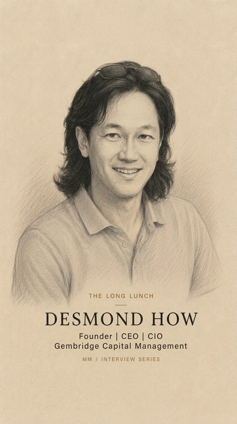 Desmond How, Founder, CEO, CIO of Gembridge Capital, a Singapore-based hedge fund. Desmond How, Founder, CEO, CIO of Gembridge Capital, a Singapore-based hedge fund.