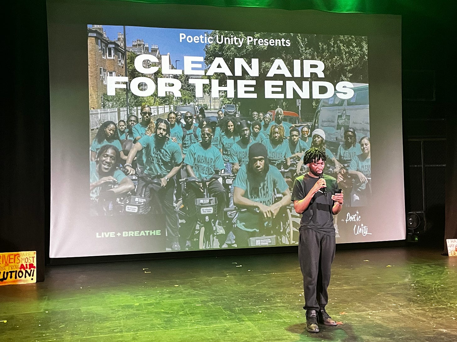 Photo of a poet at the Clean Air For The Ends event