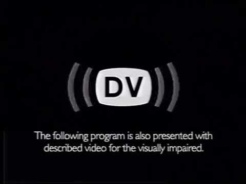 Black screen with the pictogram icon and a text reading: "The following programe is also presented with described video for the visually impaired"