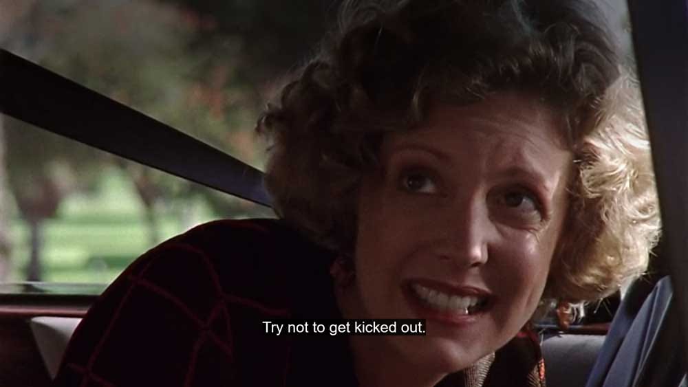 Joyce Summers telling Buffy "Try not to get kicked out" on her first day at a new school