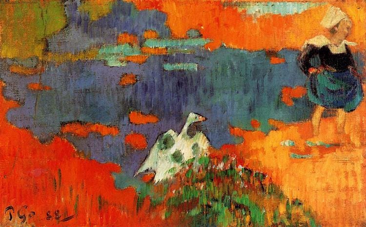 Breton Woman and Goose by the Water, 1888 - Paul Gauguin