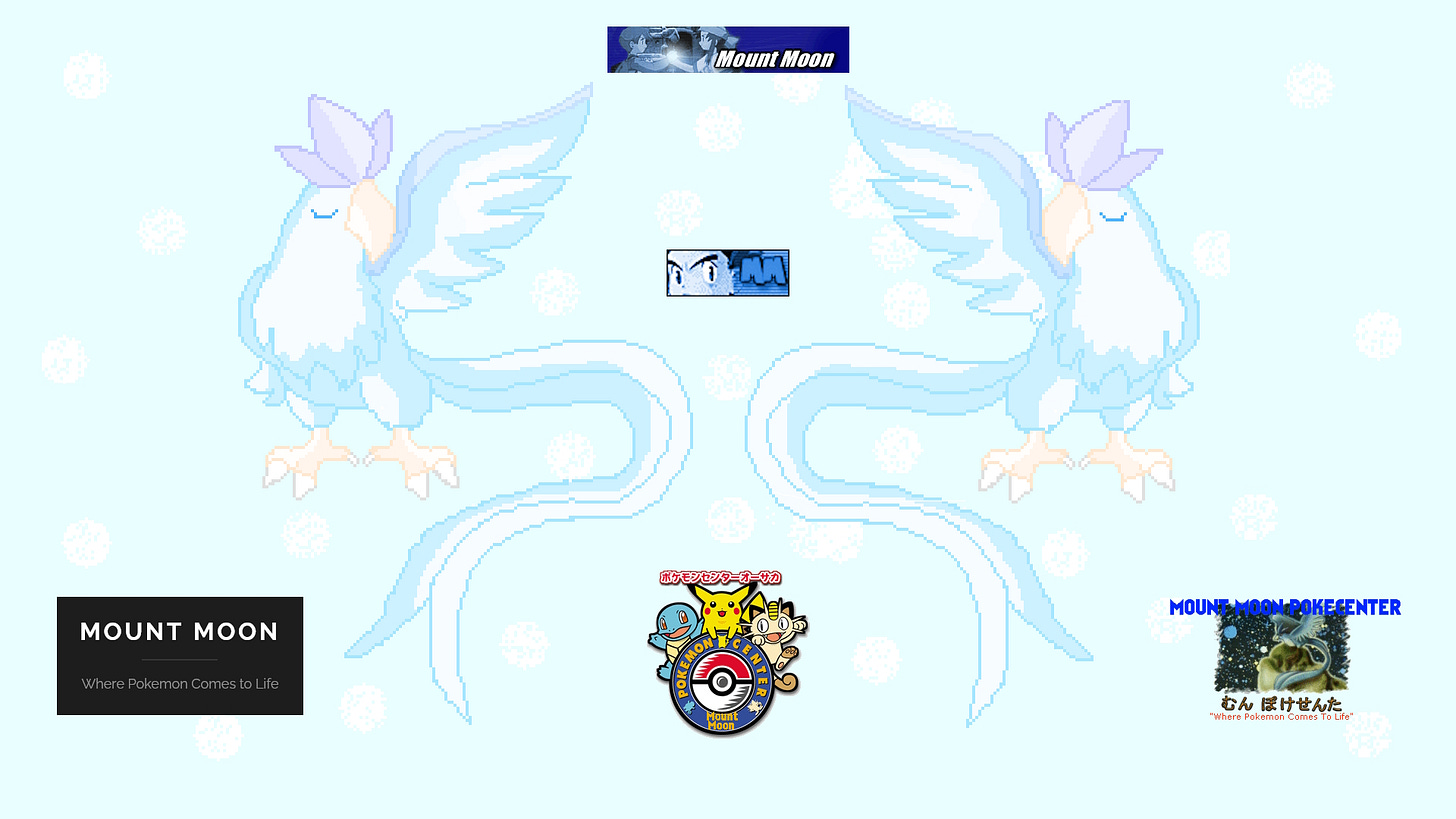 A selection of logos, banners and backgrounds from Mount Moon’s history between 1998–2003, and 2020–2025 A selection of logos, banners and backgrounds from Mount Moon’s history between 1998–2003, and 2020–2025