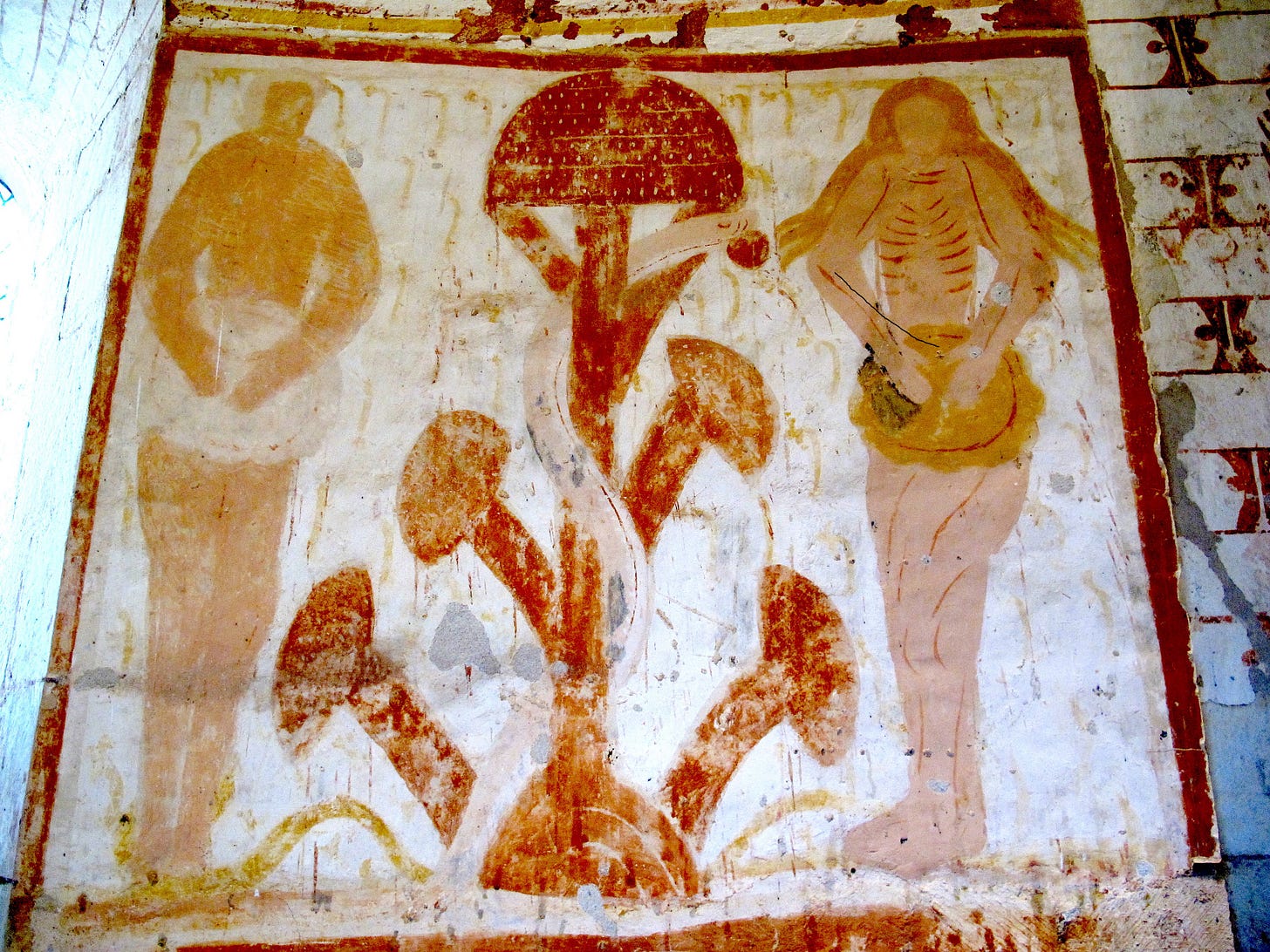 Plaincourault Chapel fresco, Garden of Eden, Merigny, France Plaincourault Chapel fresco, Garden of Eden, Merigny, France