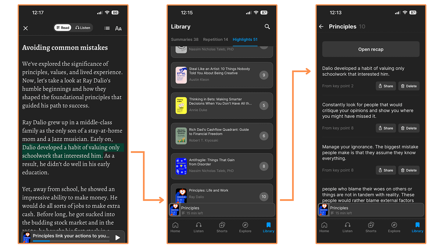 My highlights on the Headway App (dark mode) My highlights on the Headway App (dark mode)