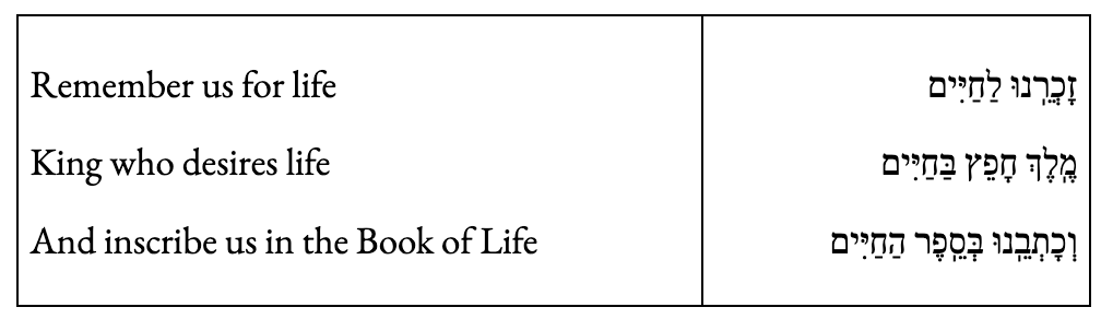 Remember us for life King who desires life And inscribe us in the Book of Life