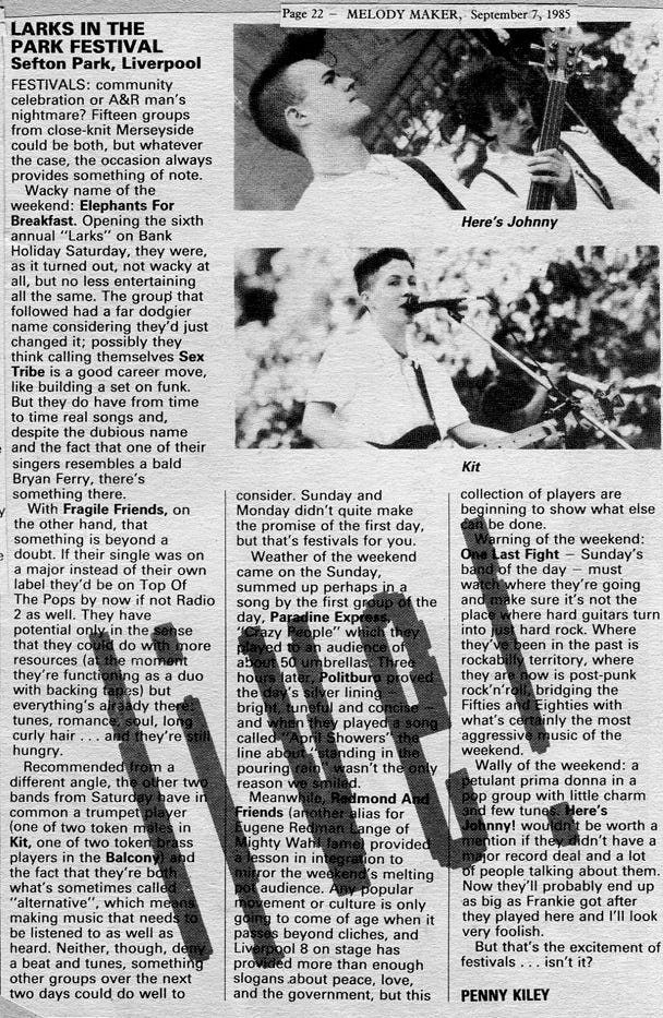 The original cutting, with photos of Here’s Johnny! and Kit.