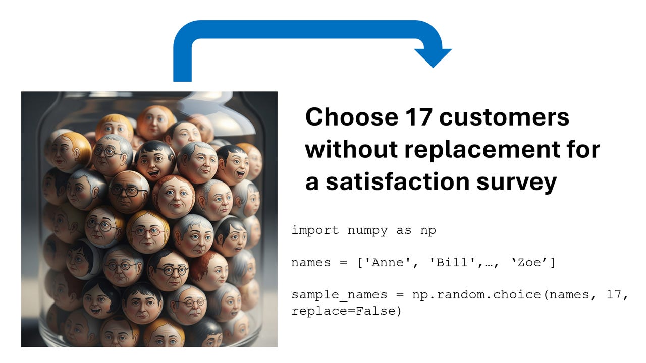 Sampling without replacement in Python - by Eric Cai