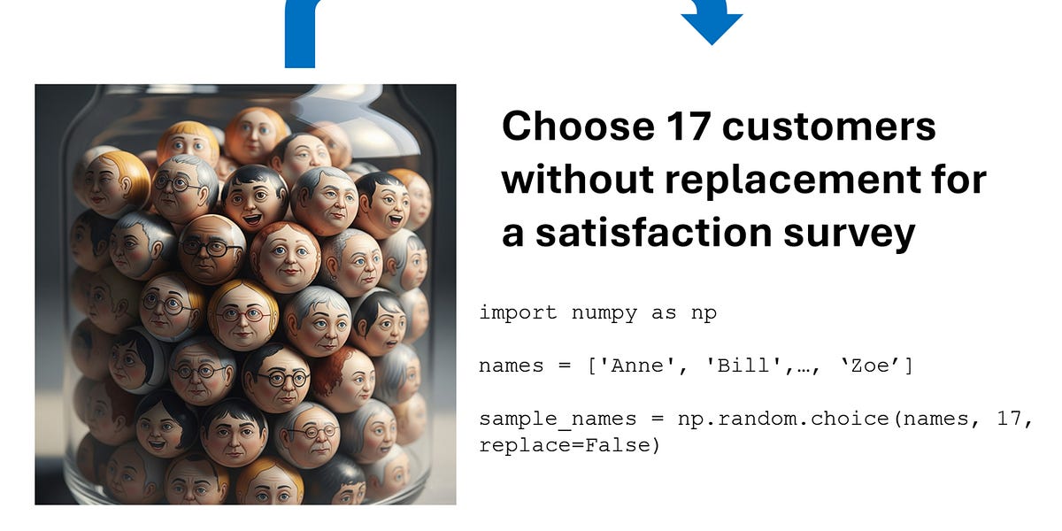 Sampling without replacement in Python - by Eric Cai