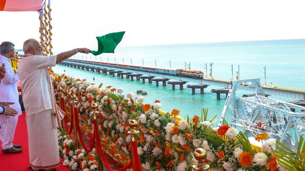 PM Modi inaugurates new Pamban rail bridge in Rameswaram - The Hindu