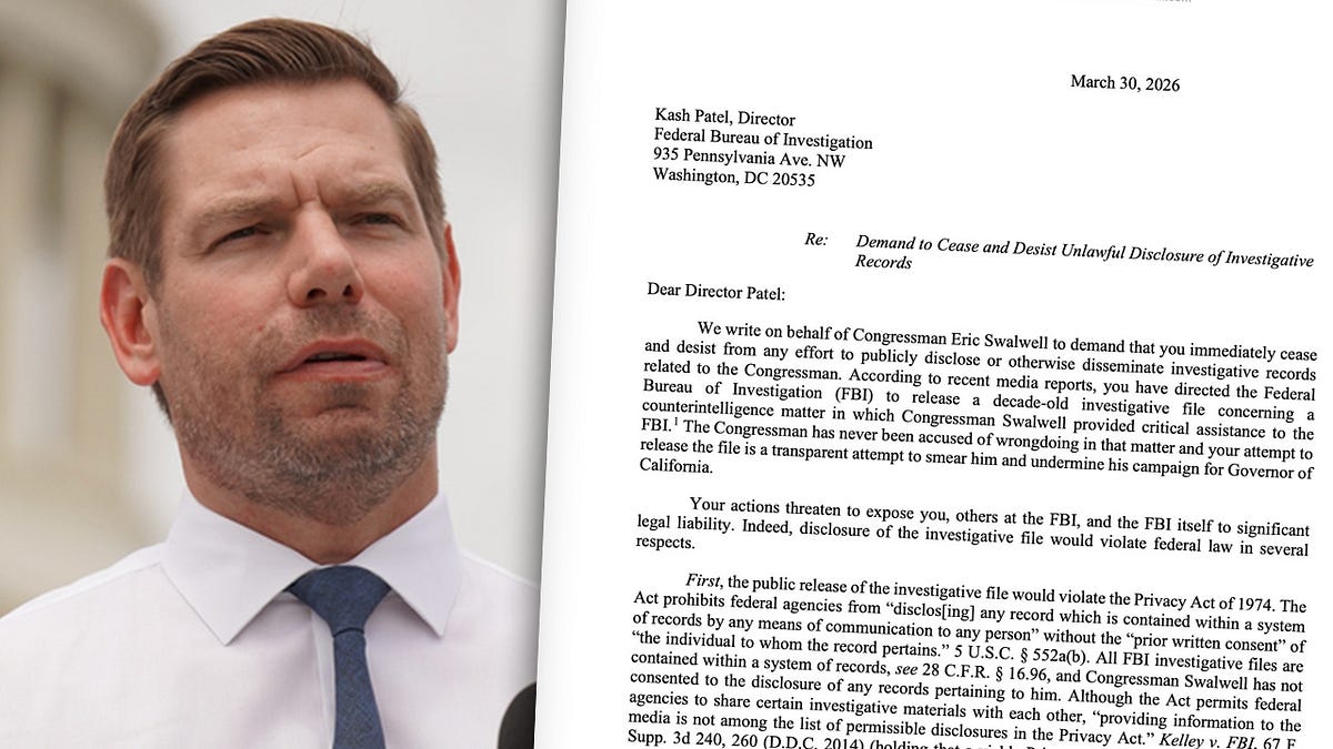 Comments - BREAKING: Swalwell Attorneys Fire Legal Warning Shot at FBI ...