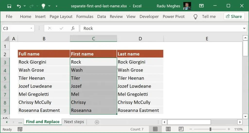 How to separate First and Last name in Excel [easy methods]