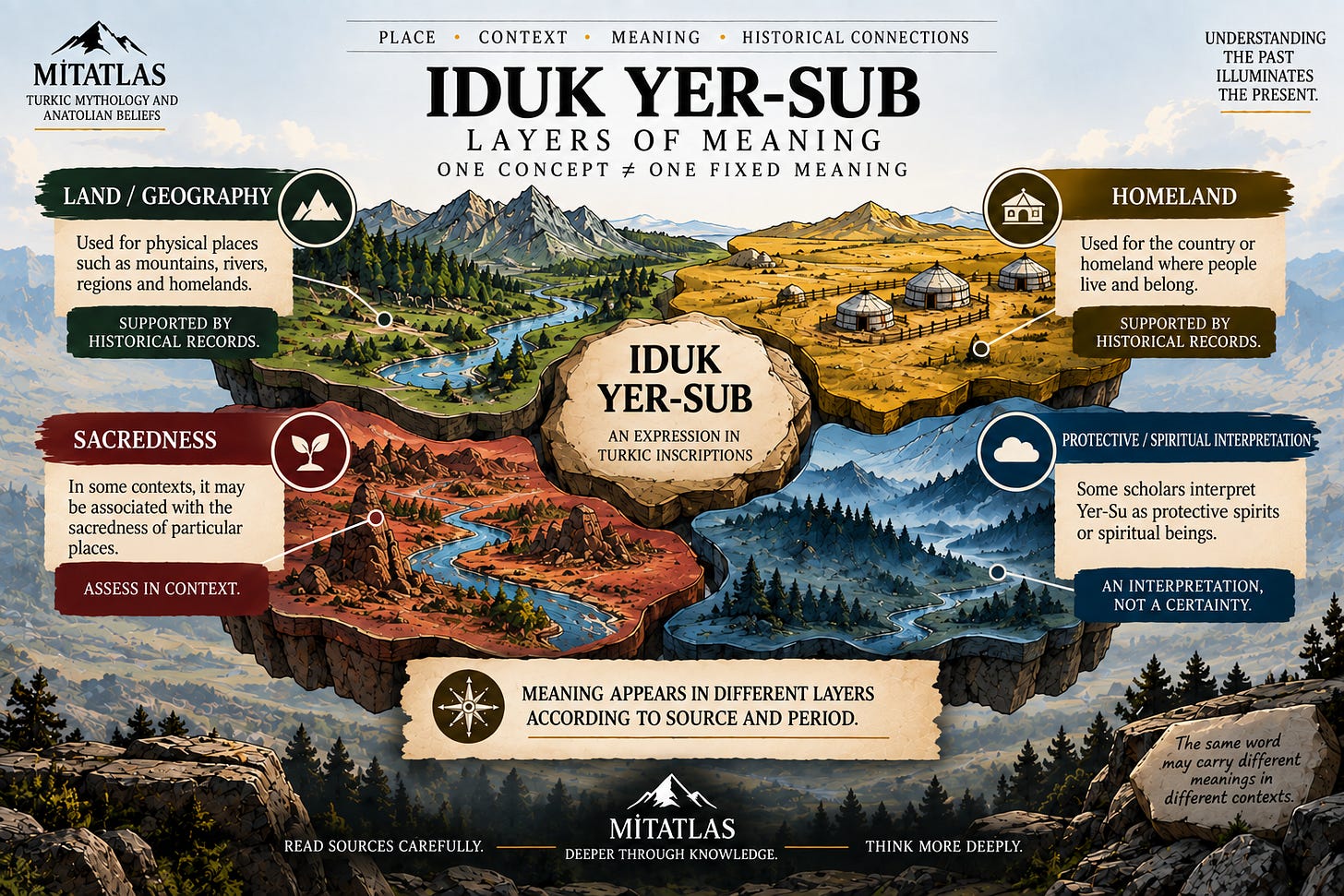 English Iduk Yer-Sub diagram separating land, homeland, sacredness and protective spiritual interpretations