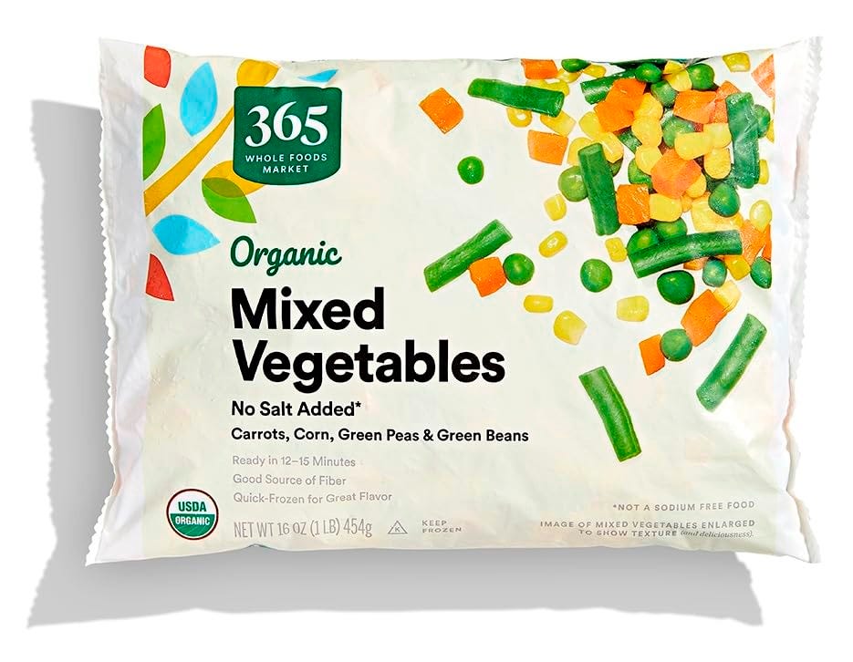 a bag of 365 by Whole Foods Market, Organic Mixed Vegetables No Salt Added