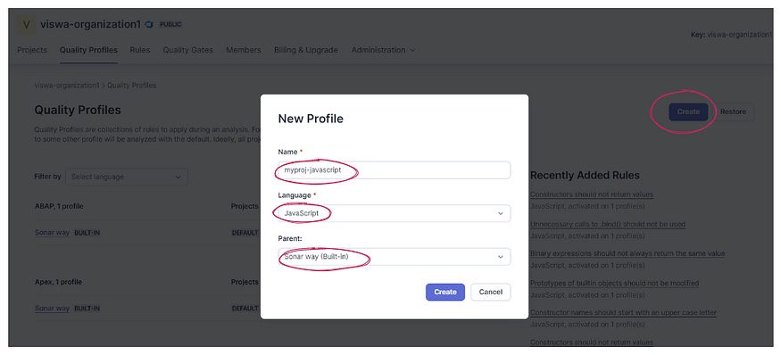 Create New Quality Profile Create New Quality Profile