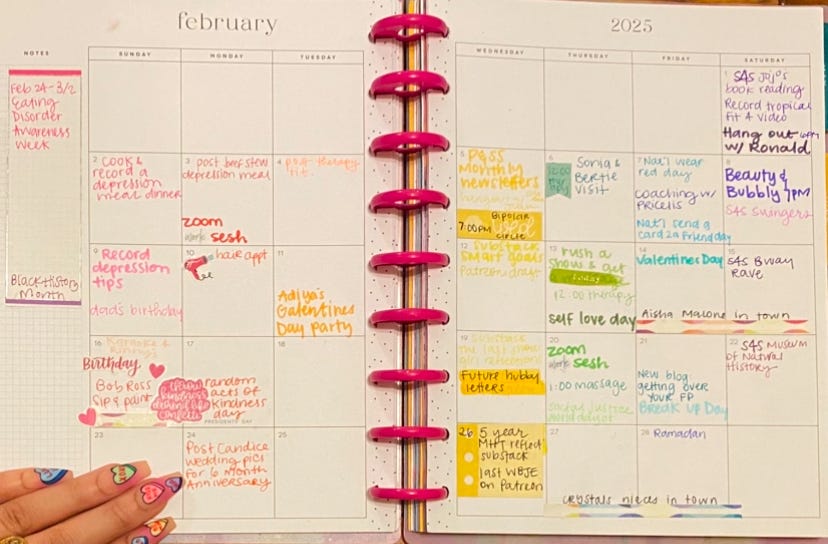 February Calendar rainbow coordinated of February 2025