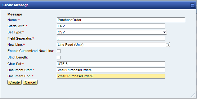 Configure Message type. Configure Message type.