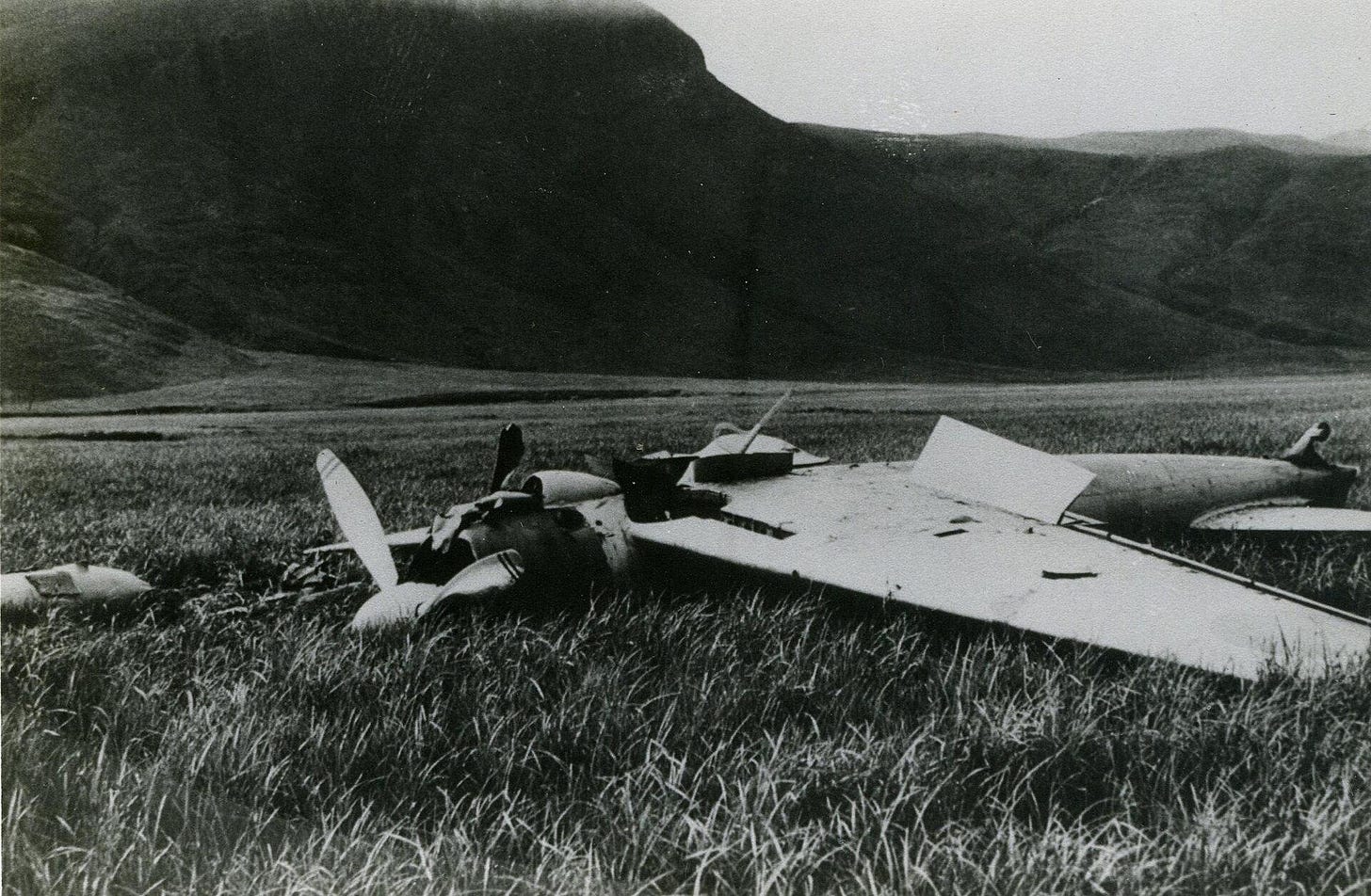 Zero crashed in the Akutan bog. US Navy / NARA. Zero crashed in the Akutan bog. US Navy / NARA.