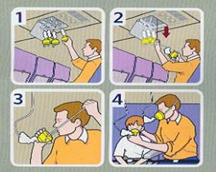 Illustration of an airplane oxygen mask dropping, symbolizing the importance of self-care and self-compassion before helping others.