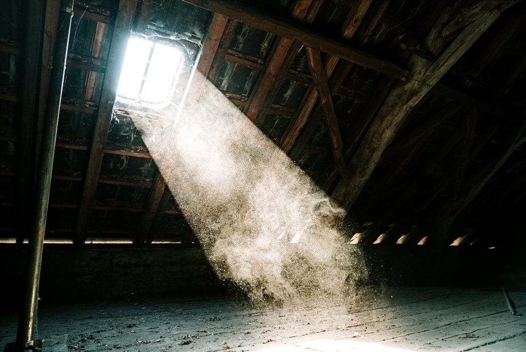 view of sun's ray at the attic