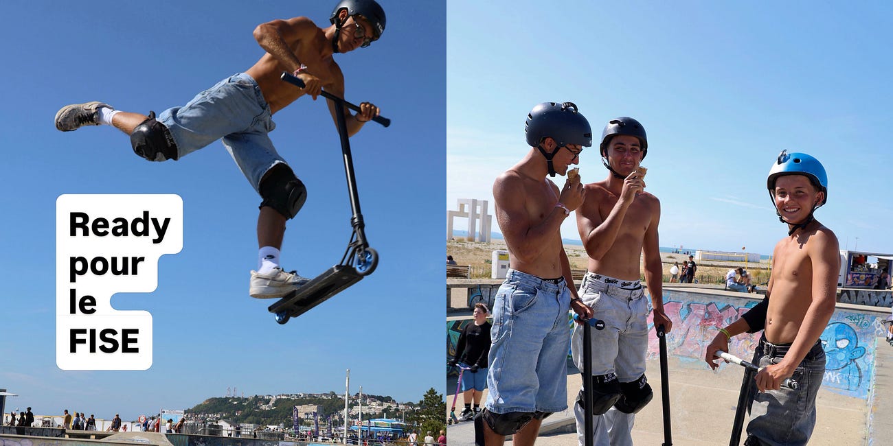 Session trottinette freestyle au skatepark : les riders locaux affûtent leurs tricks avant le FISE Le Havre