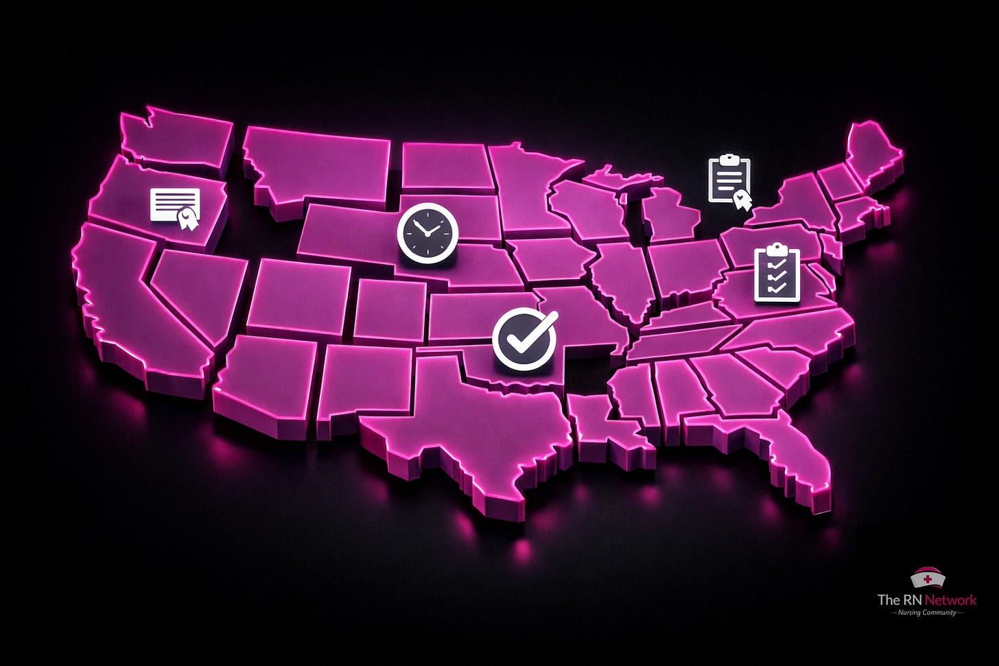 Map showing varied state-by-state continuing education requirements for nurses across America Map showing varied state-by-state continuing education requirements for nurses across America