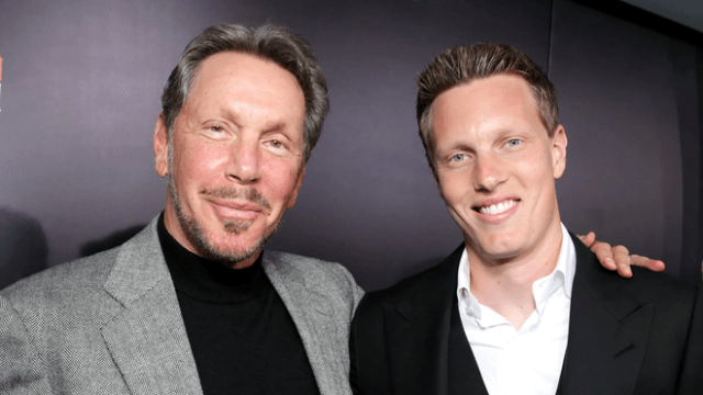 Larry Ellison (left) and David Ellison Larry Ellison (left) and David Ellison