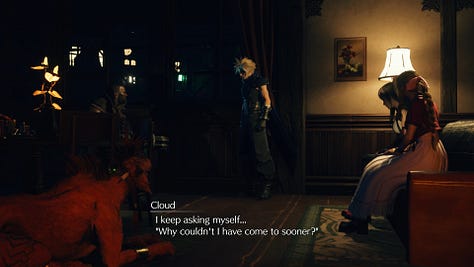 Tifa's reaction to Cloud's words seem a bit over the top for a mere remembrance of losing everything.
